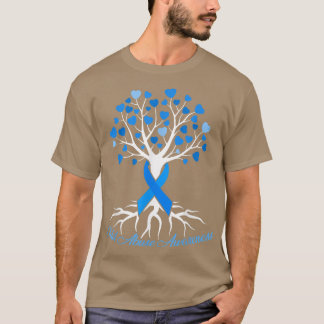 Camiseta Blue Ribbon Tree Heart Child Abuse Prevention Mont