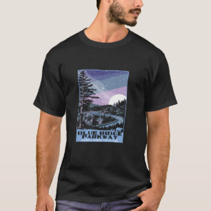 Camiseta Blue Ridge Parkway de Noche Estilo WPA Vintage Est