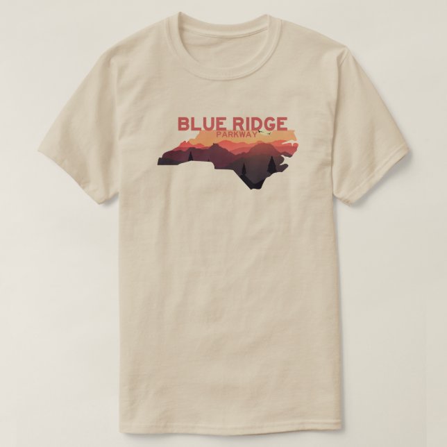 Camiseta Blue Ridge Parkway North Carolina Map (Diseño del anverso)