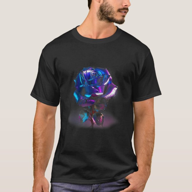Camiseta Blue Rose with Pink Flower (Anverso)