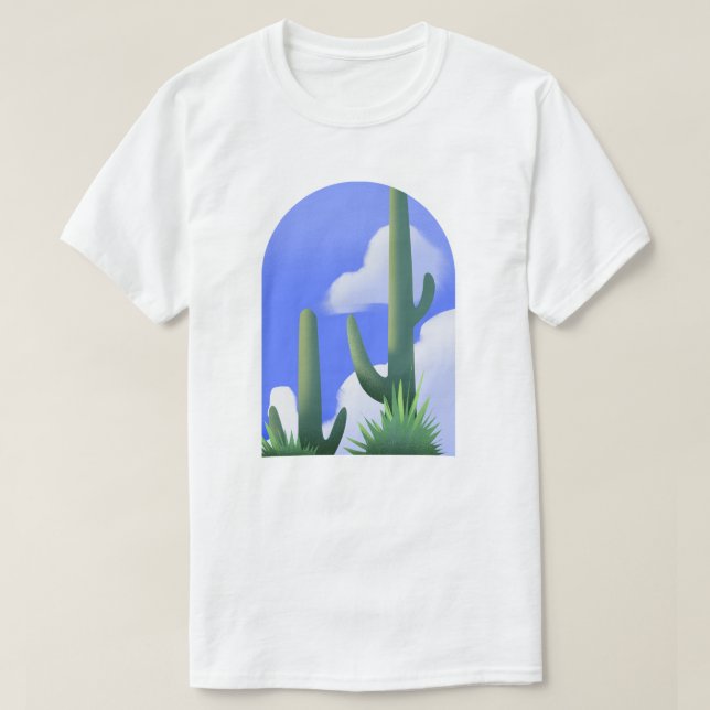 Camiseta Blue Sky Desert Cactus Painting Tee (Diseño del anverso)