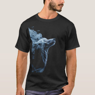 Camiseta Blue Smoke Wolf T-Shirt Gráfica de Lobo