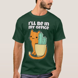 Camiseta Blue Succulent Cacti y el gato Naranja en el que e