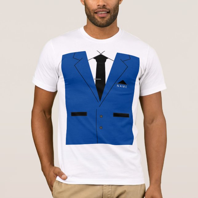 Camiseta Blue Suit con Tie Funny T-Shirt Custom Name Text (Anverso)