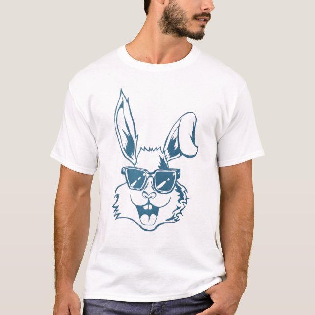 Camiseta Blue Sunglass Bunny Line Art (Anverso)