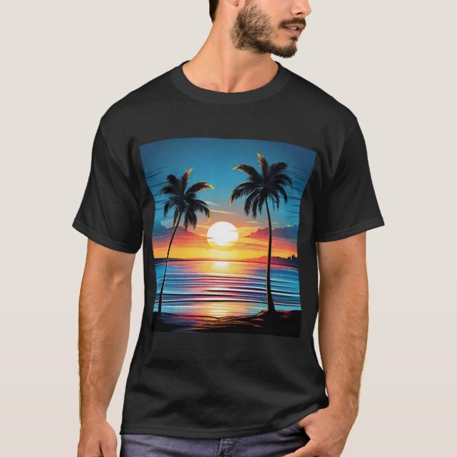 Camiseta Blue Sunset Beach Tee - Tranquil Shoreline in Twil (Anverso)