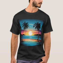 Camiseta Blue Sunset Beach Tee - Tranquil Shoreline in Twil