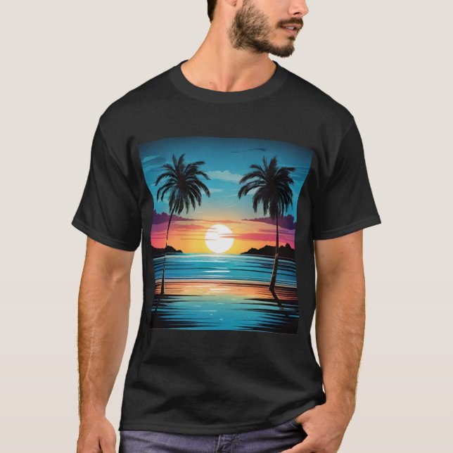 Camiseta Blue Sunset Beach Tee - Tranquil Shoreline in Twil (Anverso)