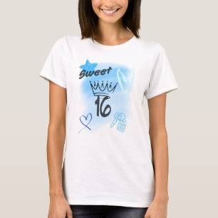 Camiseta Blue Sweet 16 Aerografía Coronada