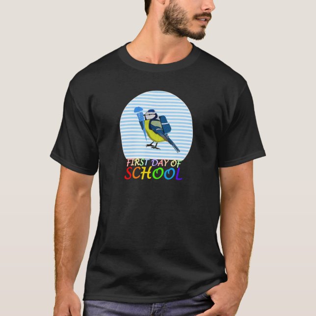 Camiseta Blue Titmouse Bird First Day of School First Grade (Anverso)