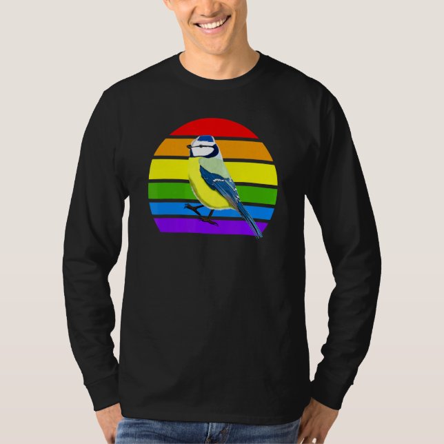Camiseta Blue Titmouse Rainbow Bird Birwwatcher Songbird Di (Anverso)