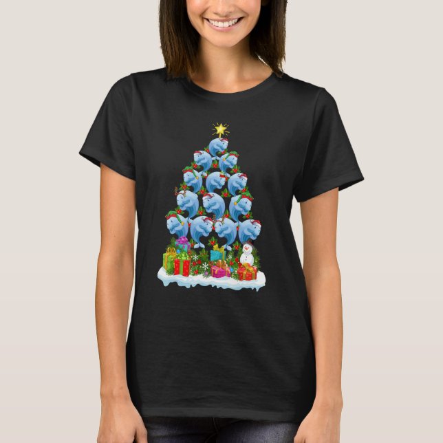 Camiseta Blue Whale  Xmas Lights  Blue Whale Christmas Tree (Anverso)