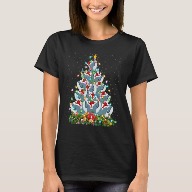 Camiseta Blue Whale  Xmas Lights Santa Blue Whale Christmas (Anverso)