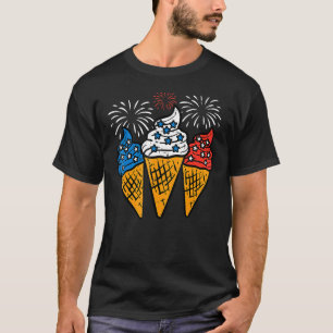 Camiseta Blue White Red Ice Cream Cone Us Flag 4 De Julio
