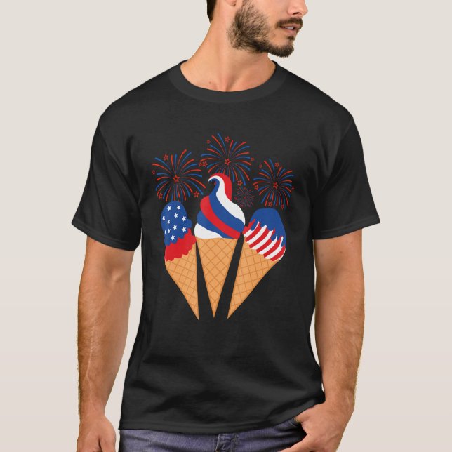 Camiseta Blue White Red Ice Cream Cone US Flag Patriotic 4t (Anverso)