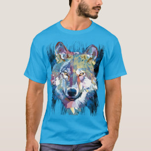 Camiseta Blue Wolf T-Shirt Camisas de dibujo de lobo colo