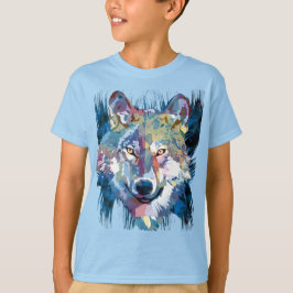 Camiseta Blue Wolf T-Shirt | Colorido dibujo de lobos