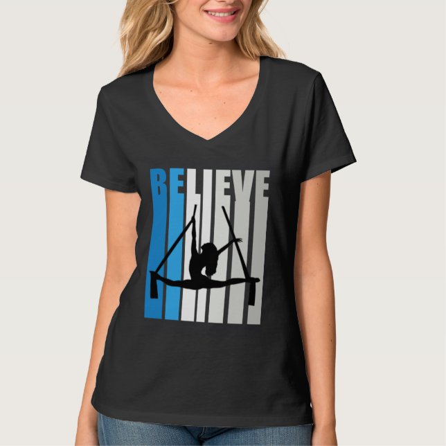 Camiseta Blue Womens Believe Air Dancer Motivational Retro  (Anverso)