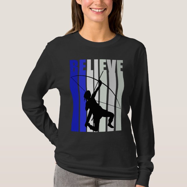 Camiseta Blue Womens Believe Archery Inspirational Archer G (Anverso)