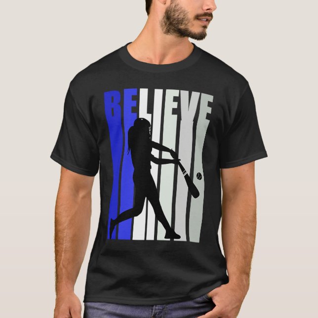 Camiseta Blue Womens Believe Baseball Inspirational Softbal (Anverso)