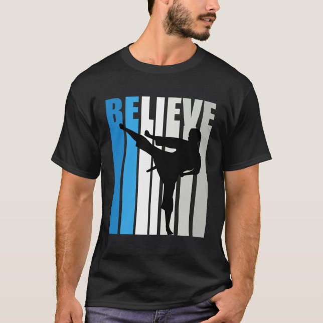 Camiseta Blue Womens Believe Jiu Jitsu Motivational Retro G (Anverso)