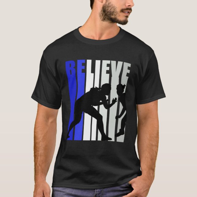 Camiseta Blue Womens Believe Wrestling Inspirational Squad  (Anverso)