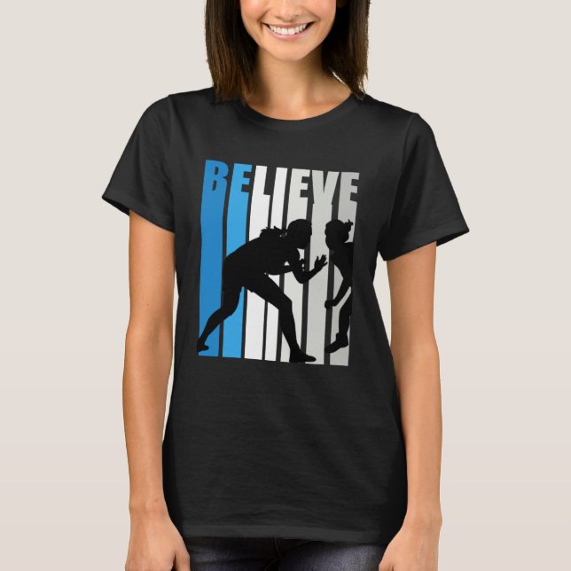 Camiseta Blue Womens Believe Wrestling Motivational Retro G (Anverso)