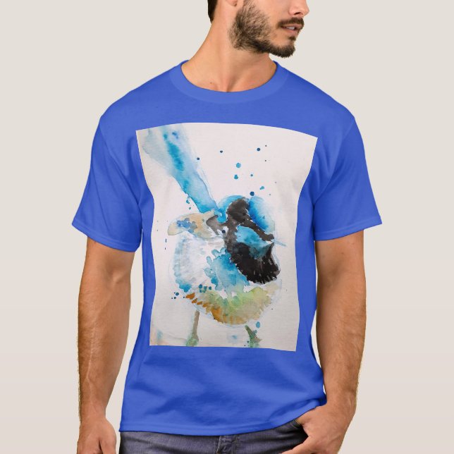 Camiseta Blue Wren Watercolor Pintando Aves Australianas (Anverso)