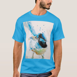 Camiseta Blue Wren Watercolor Pintando Aves Australianas
