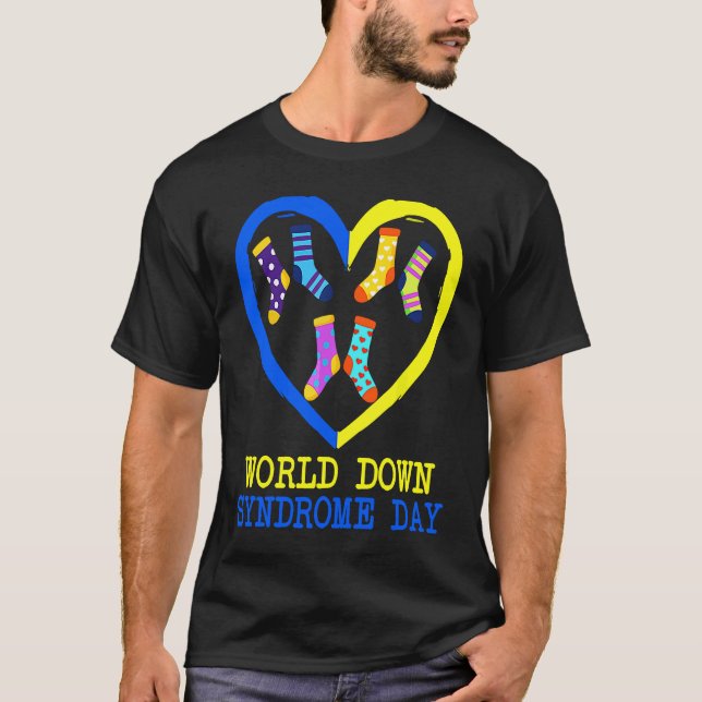 Camiseta Blue Yellow Heart 21 World Down Syndrome Awareness (Anverso)