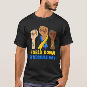 Camiseta Blue Yellow Ribbons Hands Together World Down Synd