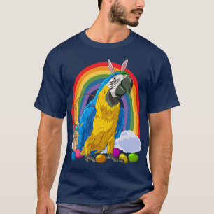 Camiseta BlueAndYellow Macaw Easter Eggs Bunny Parrot