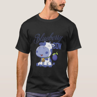 Camiseta Blueberry Cow Kawaii Moo Moo Farm Animal Kawaii He