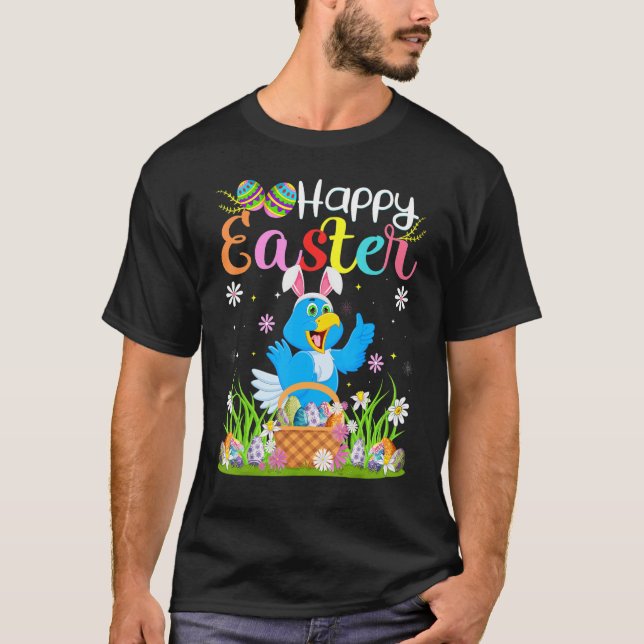 Camiseta Bluebird Bunny Egg Hung Bluebird Feliz Pascua (Anverso)