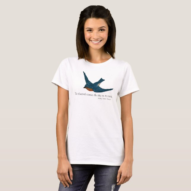 Camiseta Bluebird en vuelo con cita por Thoreau (Anverso completo)