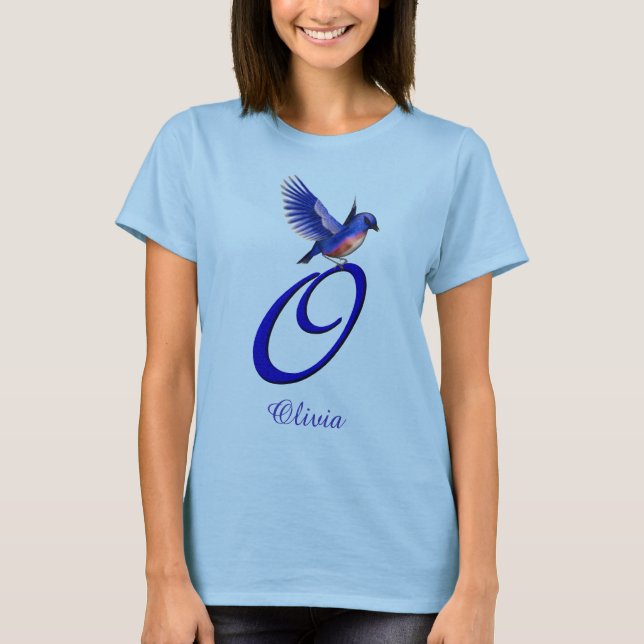 Camiseta Bluebird Monogram Initial O Elegant Personalized (Anverso)