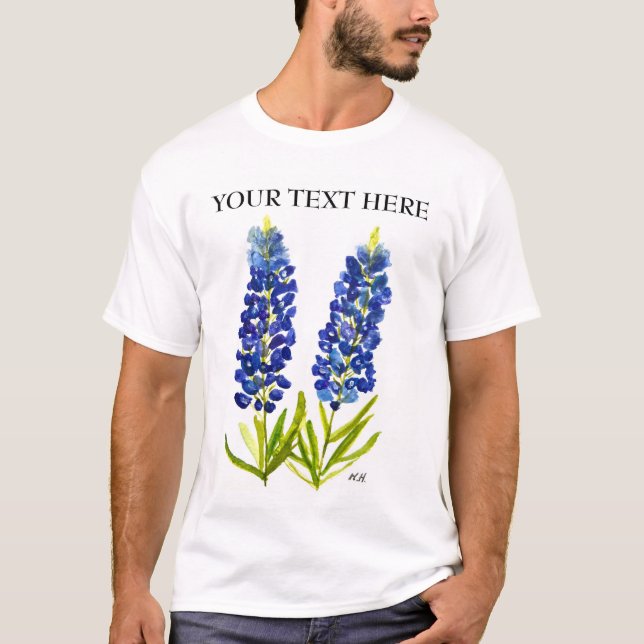 Camiseta Bluebonnets Texas State Flowe Lupine Watercolor (Anverso)