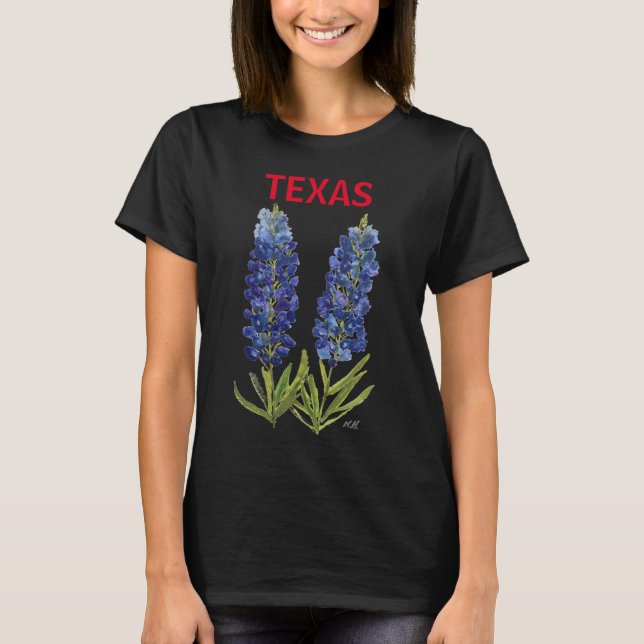 Camiseta Bluebonnets Texas Wildflowers Lupine Watercolor (Anverso)