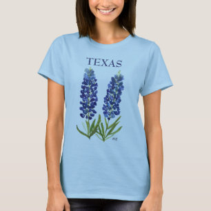Camiseta Bluebonnets Texas Wildflowers Lupine Watercolor