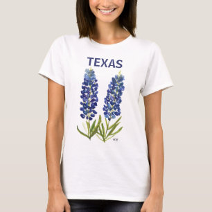 Camiseta Bluebonnets Texas Wildflowers Lupine Watercolor