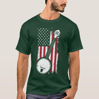 Camiseta Bluegrass Banjo American US Flag Musician Gift vin