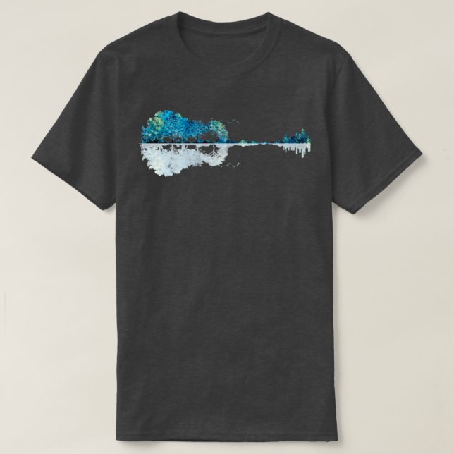 Camiseta Blues acuarelas de guitarra natural (Diseño del anverso)