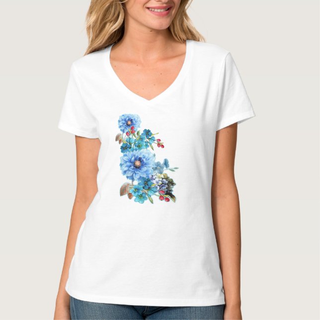 Camiseta Blues de cornflower en acuarela (Anverso)
