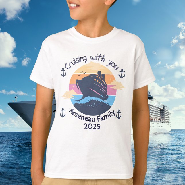 Camiseta Blues de crucero familiar Los niños personalizan (Personalize For Family Cruise,)