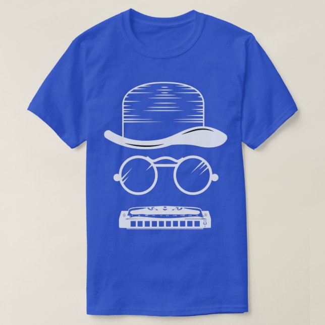 Camiseta Blues del Instrumento de Música Gorra Armónica (Diseño del anverso)