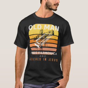 Camiseta Blues divinos: Hombres viejos gruñidos Jesús se le