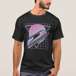 Camiseta Blues modernos Disco Harp Retro Harmonica