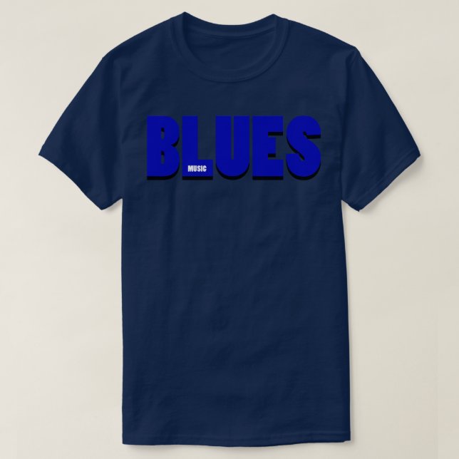 Camiseta BLUES MUSICBlue Texto blanco (Diseño del anverso)