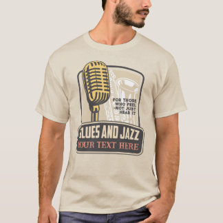 Camiseta Blues y jazz con micrófono y gráfico saxofónico