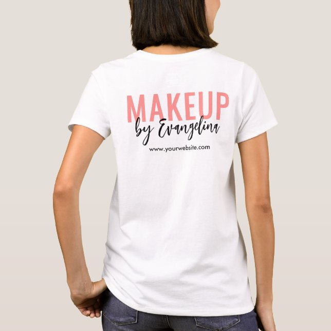 Camiseta Blush Pink Black Script Logo Makeup Employee (Reverso)